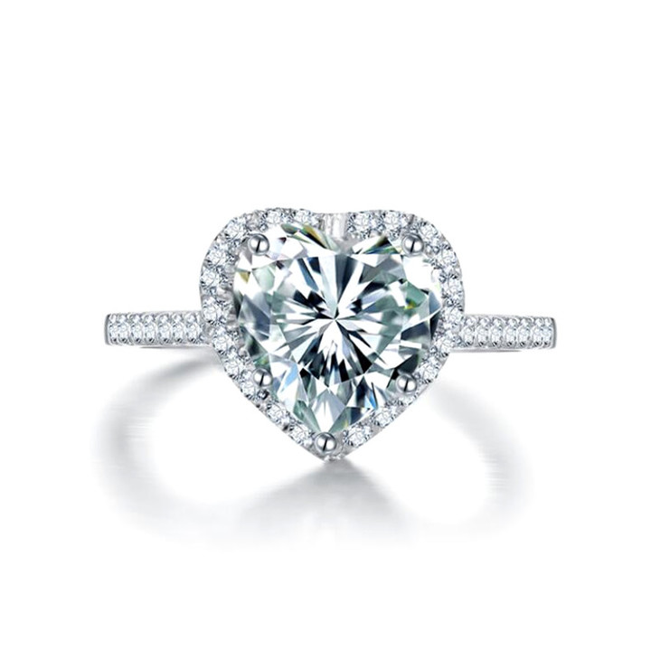 3-karat heart shaped diamond wedding ring for women 925 sterling silver jewelry wholesale 